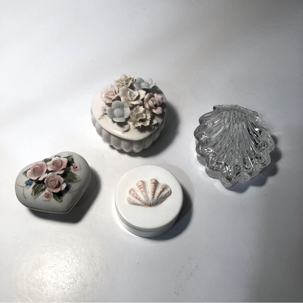 Four Small Old Jewelry Containers